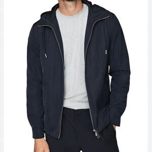 Reiss Lightweight Hooded Jacket In Navy Blue